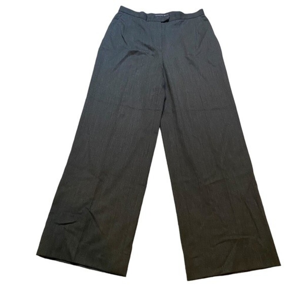 Lafayette 148 Size 10 Charcoal Black Wide Leg Wool Pants Old Money Academia